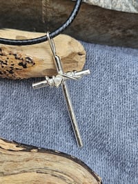 Image 3 of Made to order in 2 to 3 weeks - Mens Necklace - Sterling Silver Cross with added wire 