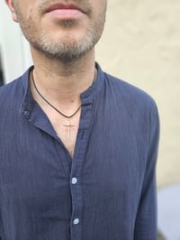 Image 4 of Made to order in 2 to 3 weeks - Mens Necklace - Sterling Silver Cross with added wire 