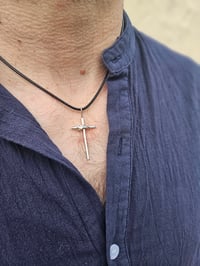 Image 1 of Made to order in 2 to 3 weeks - Mens Necklace - Sterling Silver Cross with added wire 