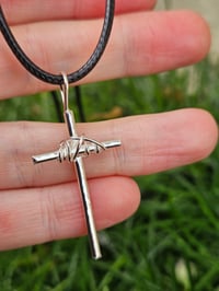 Image 2 of Made to order in 2 to 3 weeks! Mens Necklace- Sterling Silver Wire Cross with added wire 