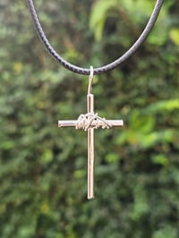 Image 3 of Made to order in 2 to 3 weeks! Mens Necklace- Sterling Silver Wire Cross with added wire 
