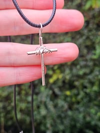 Image 4 of Made to order in 2 to 3 weeks! Mens Necklace- Sterling Silver Wire Cross with added wire 