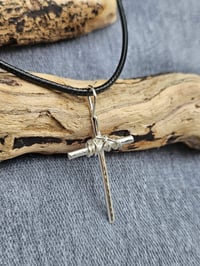 Image 5 of Made to order in 2 to 3 weeks! Mens Necklace- Sterling Silver Wire Cross with added wire 