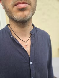 Image 6 of Made to order in 2 to 3 weeks! Mens Necklace- Sterling Silver Wire Cross with added wire 