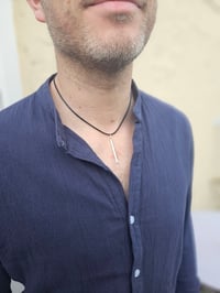 Image 2 of Mens Necklace  - Bar of Silver 