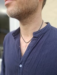 Image 1 of Mens Necklace - Square bar of Silver with criss cross pattern 