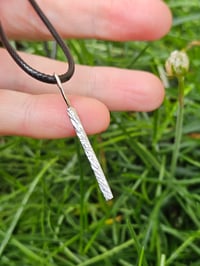 Image 5 of Mens Necklace - Square bar of Silver with criss cross pattern 