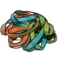 Image 4 of 1PC. TOUCAN 42" hand dyed wrist wrap bracelet silk ribbon//Yoga wrist wrap bracelet ribbon