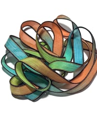 Image 5 of 1PC. TOUCAN 42" hand dyed wrist wrap bracelet silk ribbon//Yoga wrist wrap bracelet ribbon