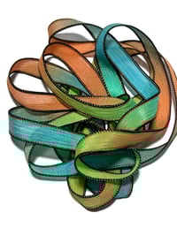 Image 1 of 1PC. TOUCAN 42" hand dyed wrist wrap bracelet silk ribbon//Yoga wrist wrap bracelet ribbon