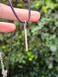 Image 3 of Mens Necklace- Square Bar of Silver with horizontal lines pattern