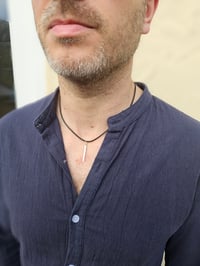 Image 1 of Mens Necklace  - Hammered Square Bar 