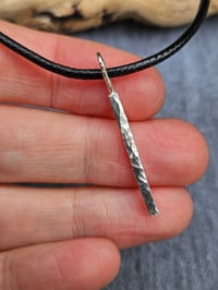 Image 3 of Mens Necklace  - Hammered Square Bar 
