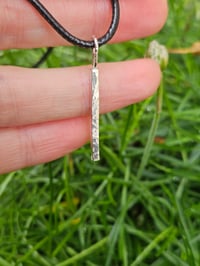 Image 4 of Mens Necklace  - Hammered Square Bar 