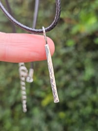 Image 5 of Mens Necklace  - Hammered Square Bar 