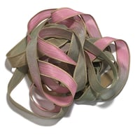 Image 4 of 1PC. OLD ROSE 42" hand dyed wrist wrap bracelet silk ribbon//Yoga wrist wrap bracelet ribbon