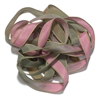 Image 6 of 1PC. OLD ROSE 42" hand dyed wrist wrap bracelet silk ribbon//Yoga wrist wrap bracelet ribbon