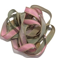 Image 8 of 1PC. OLD ROSE 42" hand dyed wrist wrap bracelet silk ribbon//Yoga wrist wrap bracelet ribbon