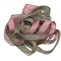 Image 10 of 1PC. OLD ROSE 42" hand dyed wrist wrap bracelet silk ribbon//Yoga wrist wrap bracelet ribbon