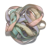 Image 1 of 1PC. DRIED FLOWERS 42" hand dyed wrist wrap bracelet silk ribbon//Yoga wrist wrap bracelet ribbon