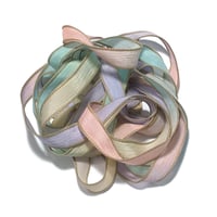 Image 5 of 1PC. DRIED FLOWERS 42" hand dyed wrist wrap bracelet silk ribbon//Yoga wrist wrap bracelet ribbon