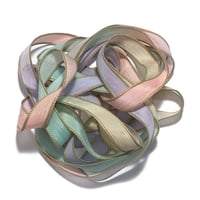 Image 6 of 1PC. DRIED FLOWERS 42" hand dyed wrist wrap bracelet silk ribbon//Yoga wrist wrap bracelet ribbon