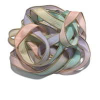 Image 7 of 1PC. DRIED FLOWERS 42" hand dyed wrist wrap bracelet silk ribbon//Yoga wrist wrap bracelet ribbon