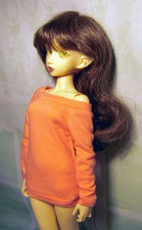 Image 3 of Handmade peach  sweatshirt for MINIFEE, slim 1/4 bjd doll 
