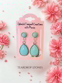 Image 2 of Inspired Navajo Turquoise Stone Earrings