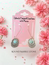 Image 3 of Inspired Navajo Turquoise Stone Earrings