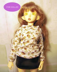 Image 1 of Handmade beige floral sweatshirt for MINIFEE, slim 1/4 bjd doll