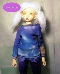 Image 1 of Handmade blue galaxy top for MINIFEE, slim 1/4 bjd doll