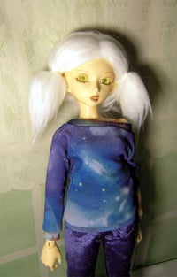 Image 3 of Handmade blue galaxy top for MINIFEE, slim 1/4 bjd doll