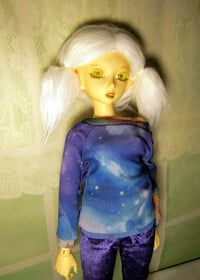Image 4 of Handmade blue galaxy top for MINIFEE, slim 1/4 bjd doll