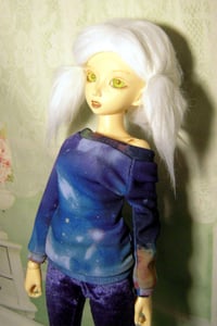 Image 5 of Handmade blue galaxy top for MINIFEE, slim 1/4 bjd doll