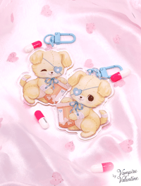 Image 1 of Sickly Sweet Pill Puppy Keychain | Retro Kitsch Oddity Art on Acrylic Charm Accessory