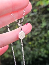Image 5 of Pebble of Silver Necklace with Handstamped Wave 