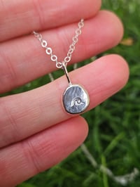 Image 6 of Pebble of Silver Necklace with Handstamped Wave 