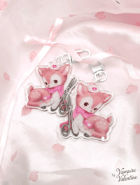 Image 1 of Sickly Sweet Fawn Keychain | Retro Kitsch Oddity Art on Acrylic Charm Accessory