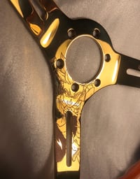Image 5 of Custom Engraved Steering Wheel -Black & Gold