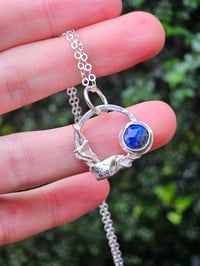 Image 2 of Twisted Wire Hoop & Lapis Lazuli Gemstone Necklace 