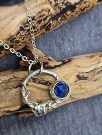 Image 1 of Twisted Wire Hoop & Lapis Lazuli Gemstone Necklace 