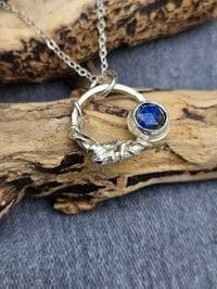 Image 4 of Twisted Wire Hoop & Lapis Lazuli Gemstone Necklace 