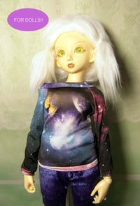 Image 1 of Handmade black galaxy top for MINIFEE, slim 1/4 bjd doll