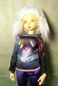 Image 2 of Handmade black galaxy top for MINIFEE, slim 1/4 bjd doll