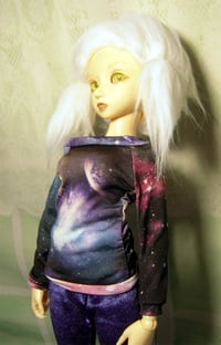 Image 3 of Handmade black galaxy top for MINIFEE, slim 1/4 bjd doll