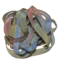 Image 3 of 1PC. GRANDMAS ATTIC 42" hand dyed wrist wrap bracelet silk ribbon//Yoga wrist wrap bracelet ribbon