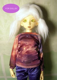 Image 1 of Handmade red galaxy top for MINIFEE, slim 1/4 bjd doll