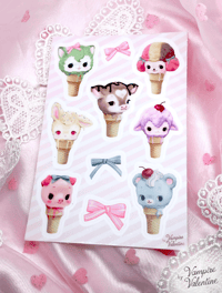 Image 1 of Melty Misfits Stickers | Pastel Goth Kitsch Strange Animal Art on Matte Vinyl Sheets
