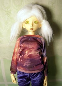 Image 2 of Handmade red galaxy top for MINIFEE, slim 1/4 bjd doll